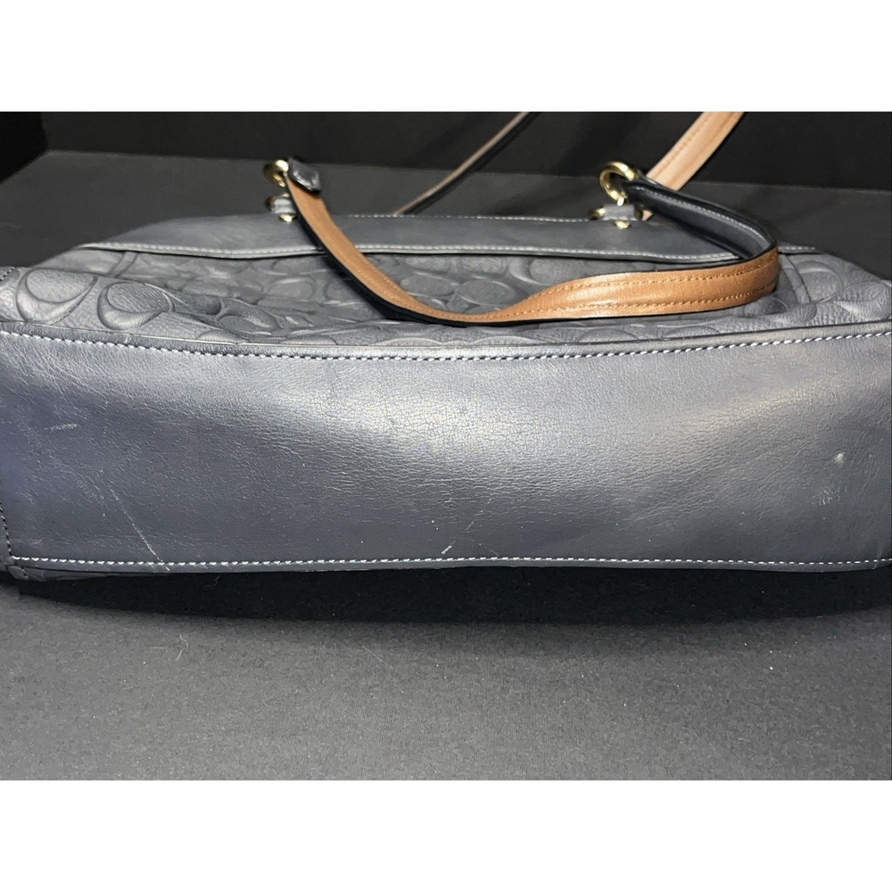 Coach Brooke Carryall in Midnight Blue Signature Embossed Leather Top Handle - Picture 8 of 14